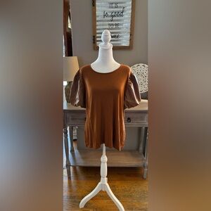 New York & Company Faux Leather Sleeve Top